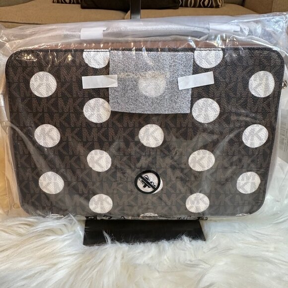 NWT Michael Kors Jet Set Large Polka Dot Signature Logo Crossbody Bag - Picture 5 of 6